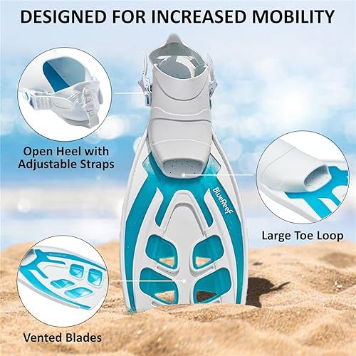 Miniatura 6 de Sentinel Snorkel Mask Set, Snorkeling Gear for Adults Set Includes Sentinel Black Mask wTwin Tempered Glass, Cortes Dry Snorkel, Bay Fins and Mesh