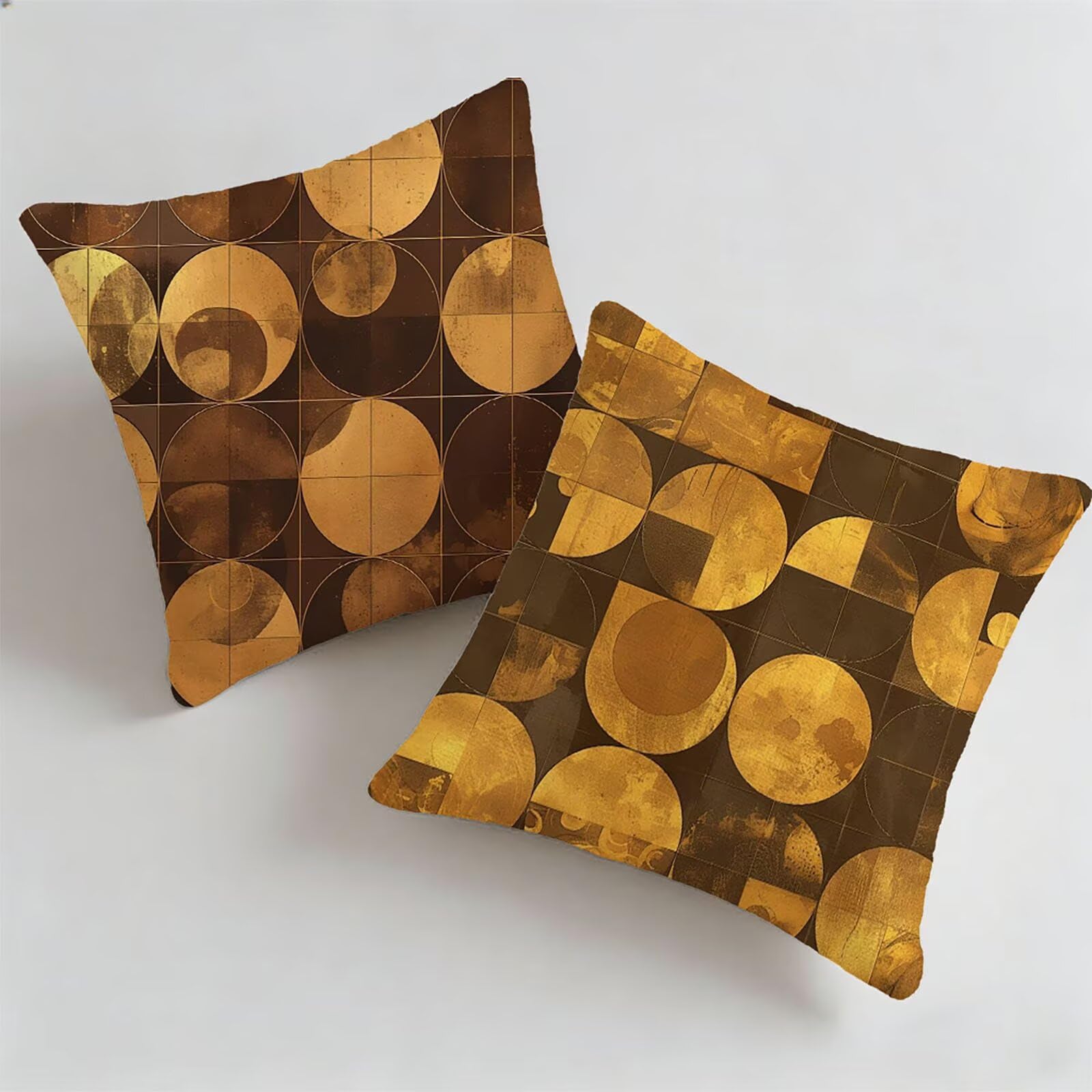Housse coussin exterieur impermeable 65x65cm lot de 2 retro pour salon de jardin
