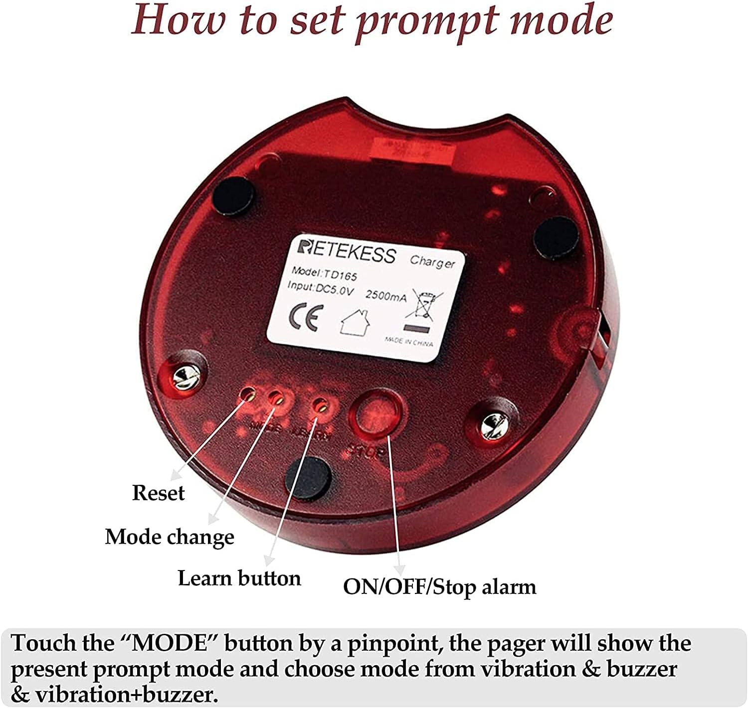 Buy Retekess TD165 Pager System,Pagers for Restaurants,Cancel Call,Max 999 Buzzers,Long Range,10