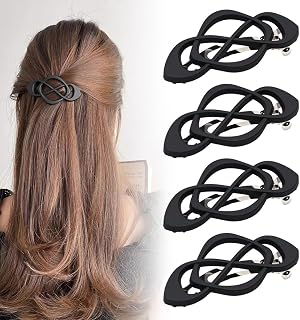4 Pack Vintage French Barrette Hair Clips, 2026 New Hair Clip Accessories for Women, Strong Hold No Slip Styling (Black)