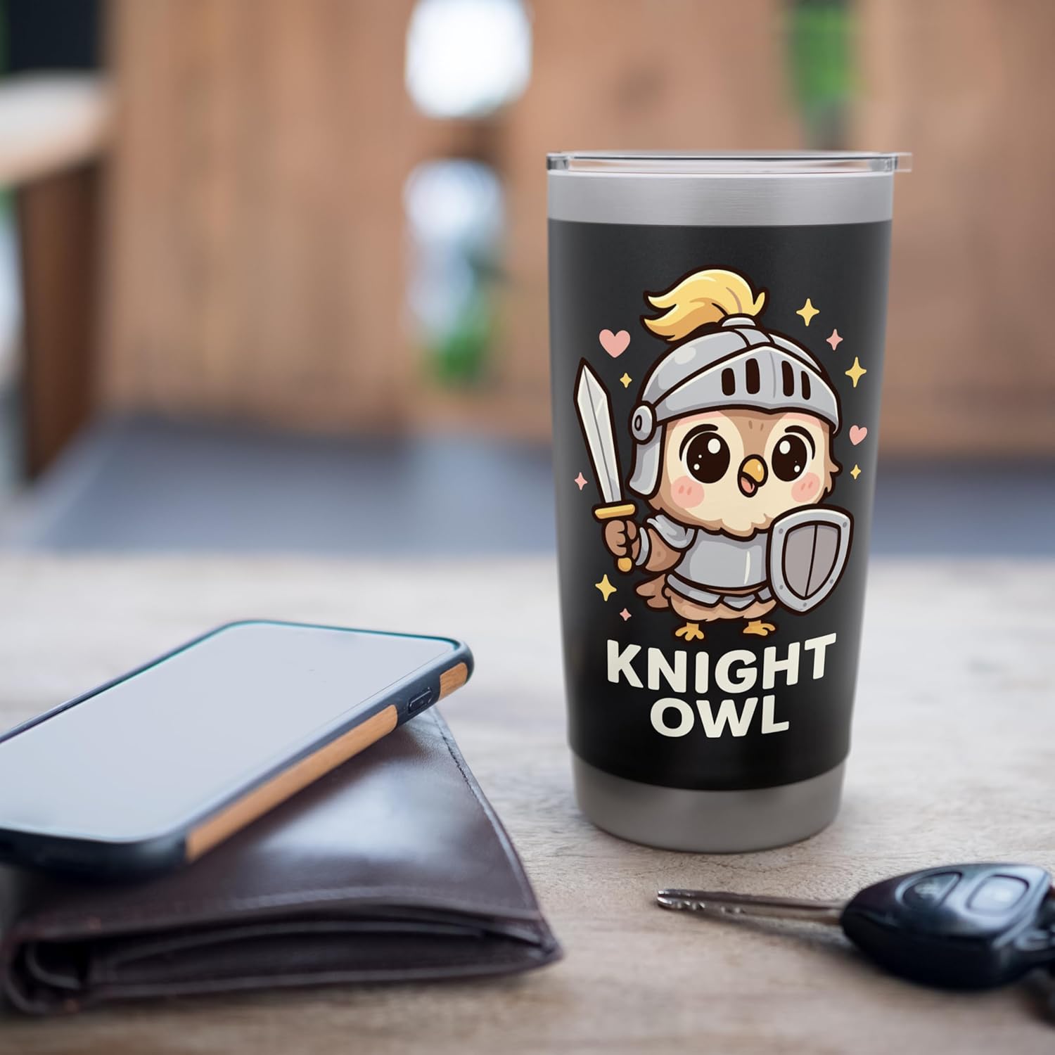 Kawaii Knight Owl Stainless Steel Insulated Tumbler - Image 7