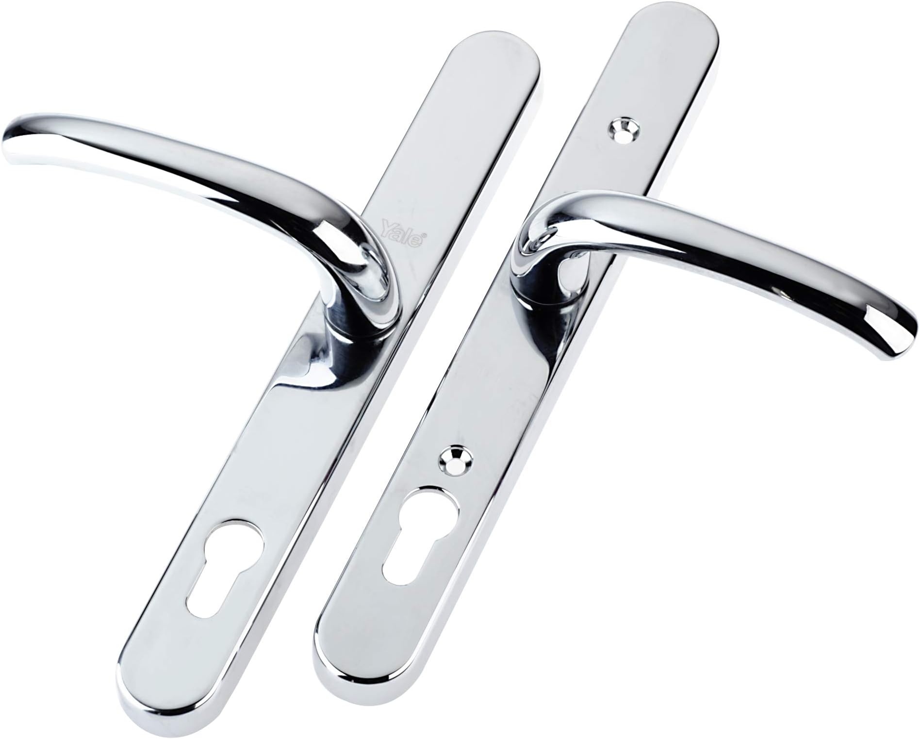 Yale P-PVC-RH-PC Security Door Handle, Standard Security, 92mm Centre, Adjustable Fixing Points, Built in Cylinder Guard, for PVCu Doors, Chrome Finish