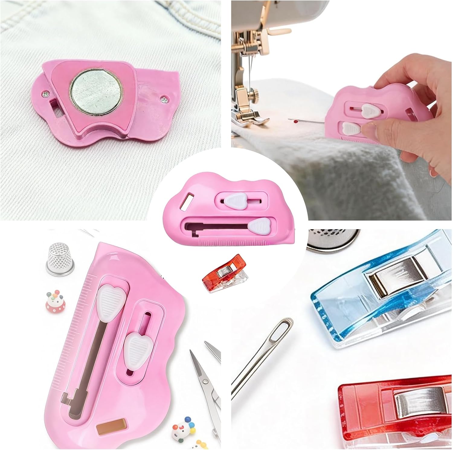 1pc Magnetic Sewing Guide for Sewing Machine with 10pcs Colorful Sewing Clips, Adjustable Magnetic Seam Guide for Sewing Machine, Multi-Functional Sewing Machine