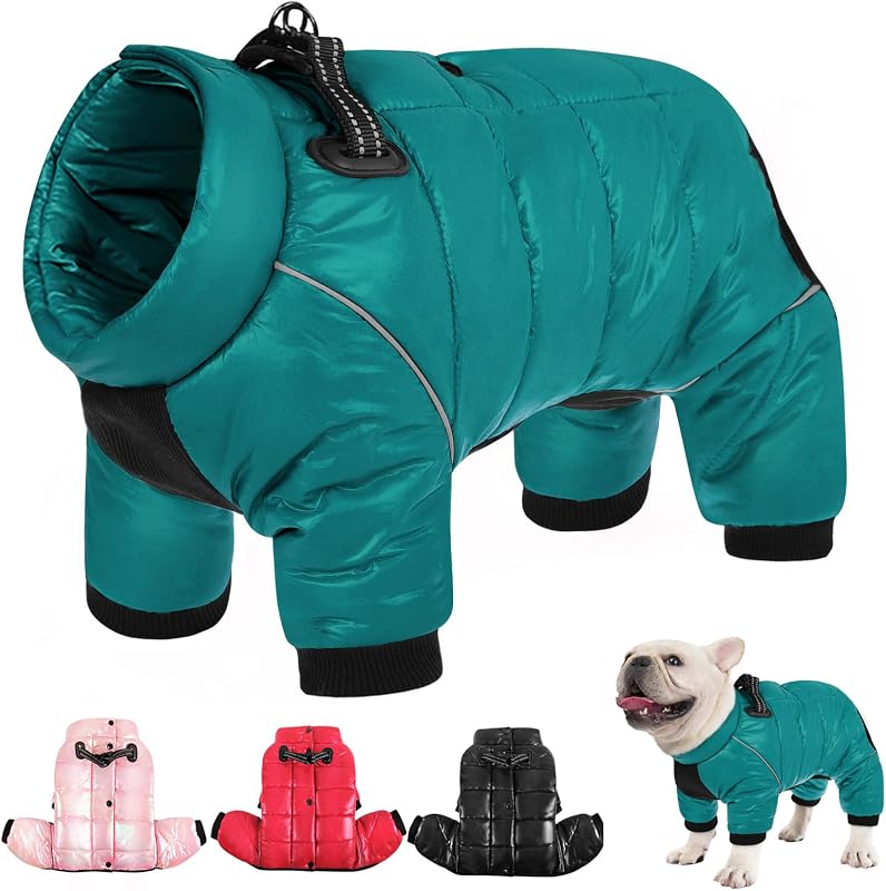 Casaco para Cães Pequenos e Médios AOFITEE Impermeável com Arnês Integrado Turquoise M