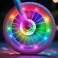 Vista 10 de Luces de rueda de bicicleta, luces de rueda de bicicleta para conducción nocturna, luz de radios de bicicleta con visibilidad de 360°, detección