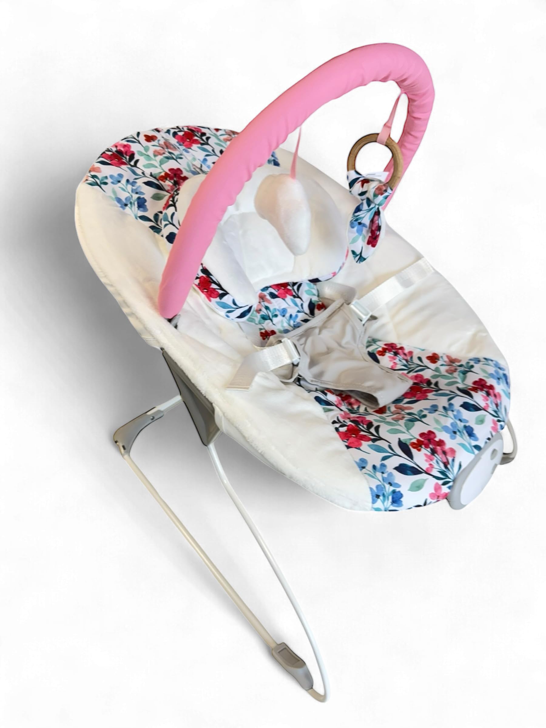 LADIDA My First Baby Sdraietta con Musica Lenitiva e Vibrazione, Barra Giocattolo Rimovibile con 2 Giocattoli Adatto per Neonati