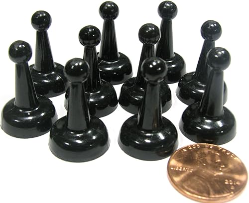 Juego de 10 peones estándar de 0.984 in para juego de mesa, color negro