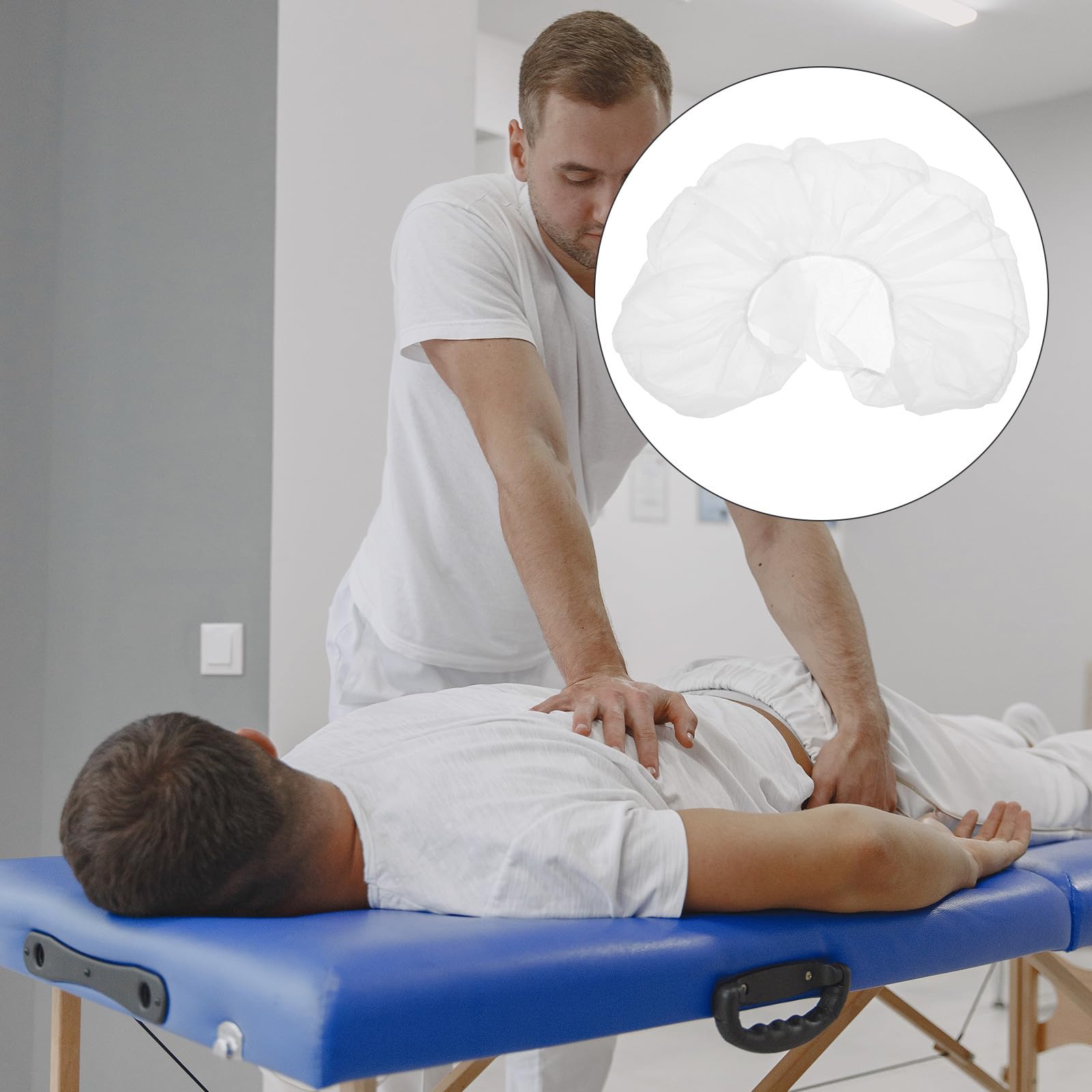 ABOOFAN 50 Pezzi Copri Cuscino Monouso a Forma di U Non Tessuto Bianco, Leggero e Pieghevole, per Massaggi e Saloni di Tatuaggi