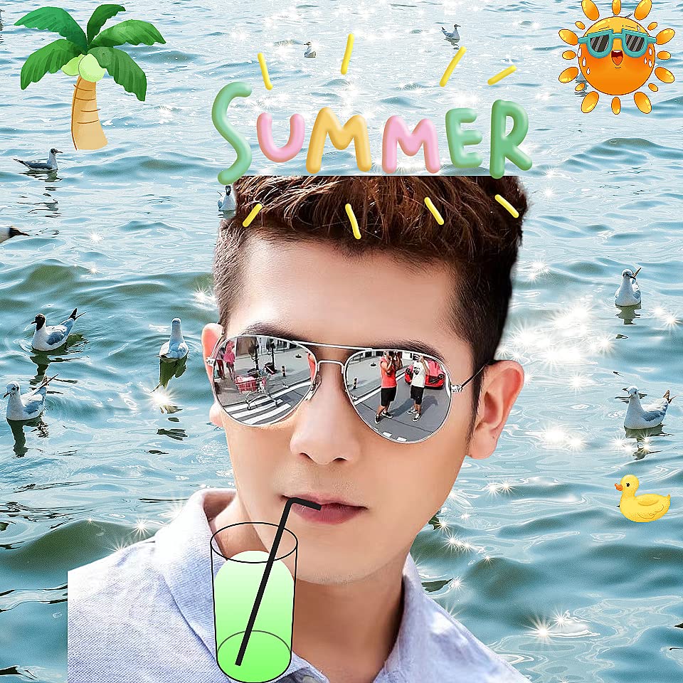 10-Pack Retro Aviator Sunglasses for Women & Men, Mirrored Flat Lens UV400 Unisex Shades - Classic Party Beach Driving Multi-Pair Set4