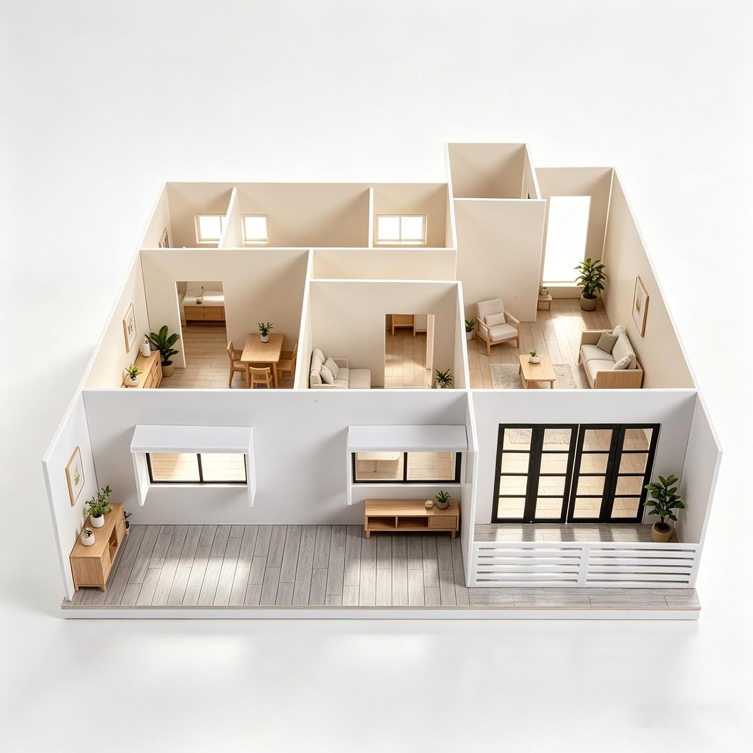 1 Set Miniature Apartment Building Models, 1:50 Architecture for Railway Train Layout, Sand Table Diorama Supplies & Dollhouse Accessories (Small Apartment H)