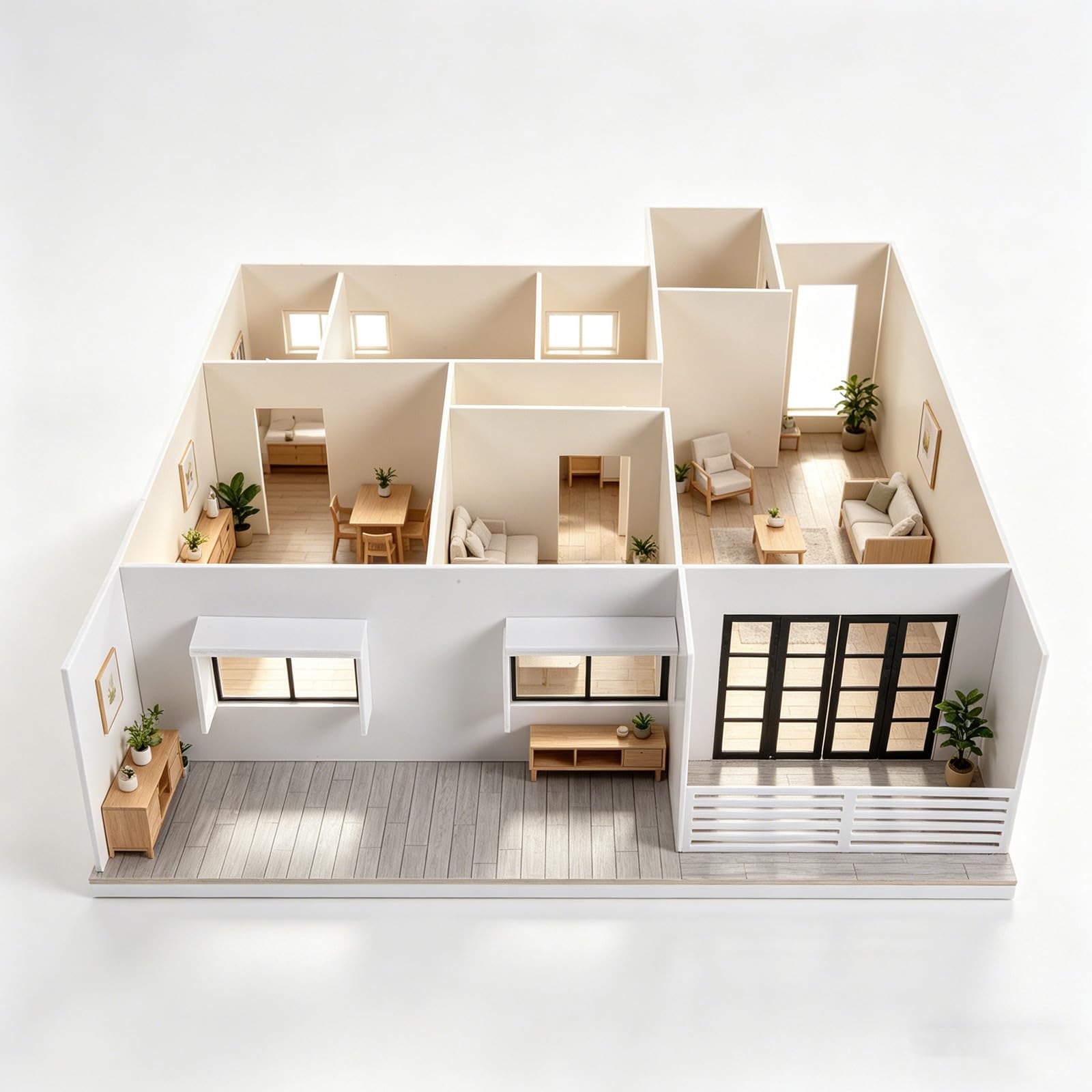 1 Set Maqueta de Edificio 1:50 Casa Residencial Moderna de Pueblo, Arquitectónica Ensamblada para Diorama de Maqueta de Tren (Apartamento Pequeño H)