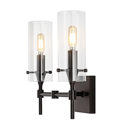 JONATHAN Y 13.5" Oil Rubbed Bronze/Clear Modern Farmhouse LED Vanity