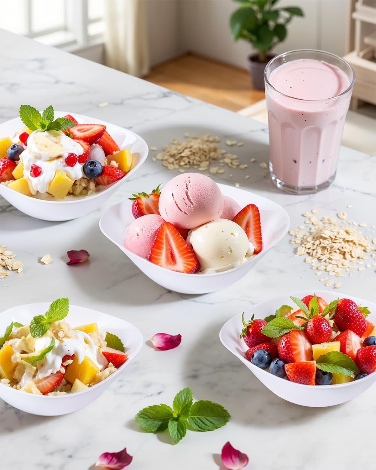 bUCLA 50Pack White Plastic Serving Bowls - 16oz Disposable Serving Bowls for Party Dessert/Ice Cream/Salsa/Snack - Image 7