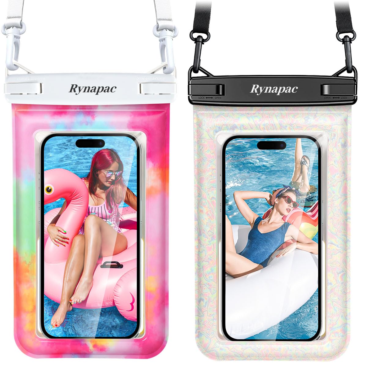 Rynapac [Floatable] Waterproof Phone Pouch 2 Pack - [Up to 8.5"] IPX8 Floating Waterproof Phone Case Dry Bags with Adjustable Lanyard for Beach Vacation Travel Cruise Ship Pool Kayak Essentials