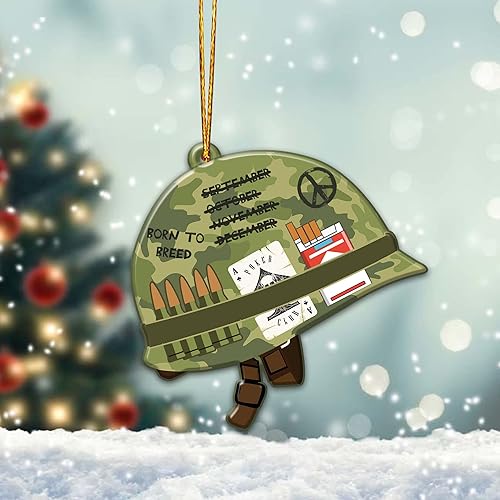 Miniatura 7 de Adorno de Navidad de veterano para árbol de Navidad, plano 2D (no adorno 3D), regalos para soldado veterano, fuerzas armadas, miembros del ejército