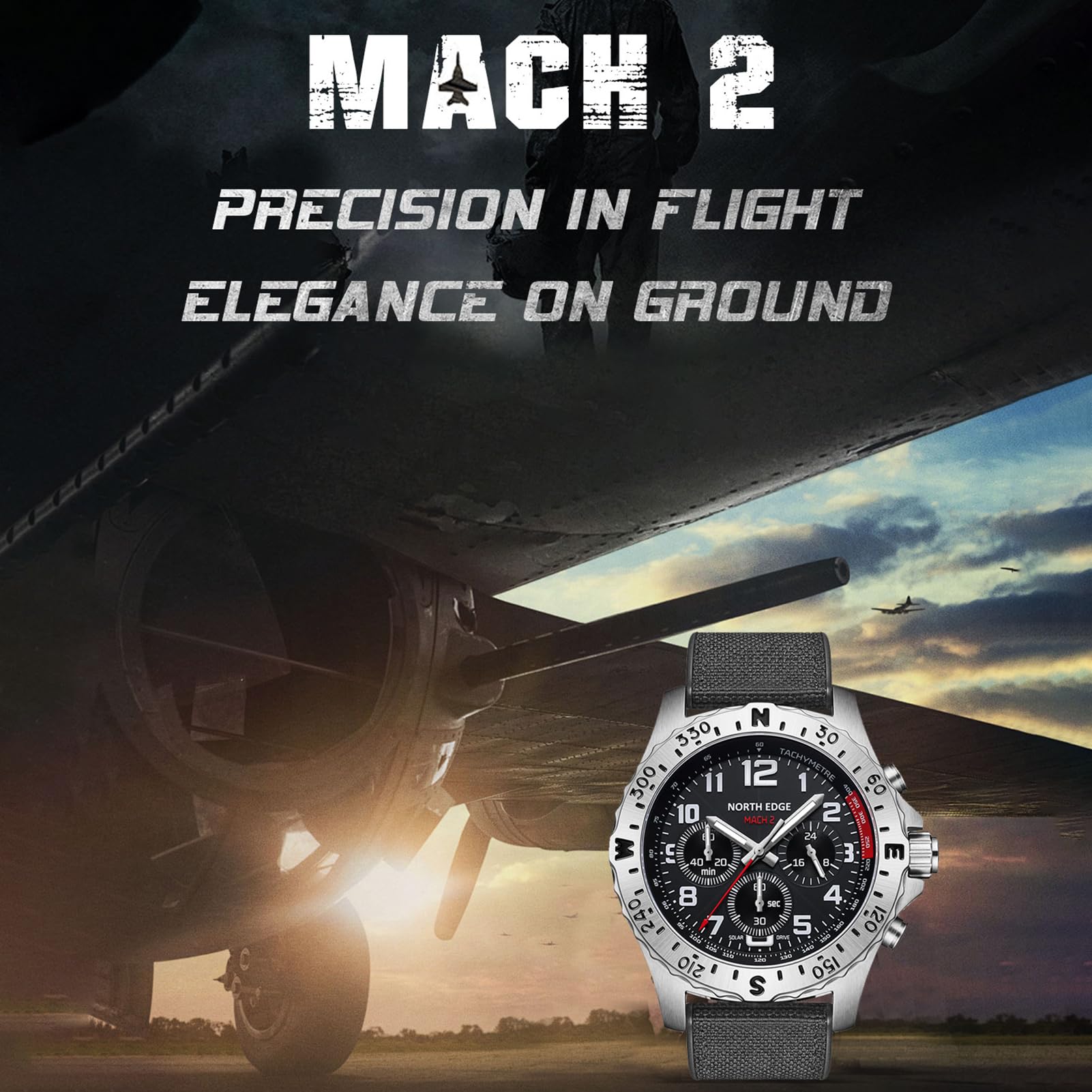 Orologio da Pilota Cronografo da Uomo Ad Energia Solare con Riserva di Carica di 180 Giorni per Avventure All'aria Aperta Orologio Uomo Impermeabile in Acciaio Inossidabile
