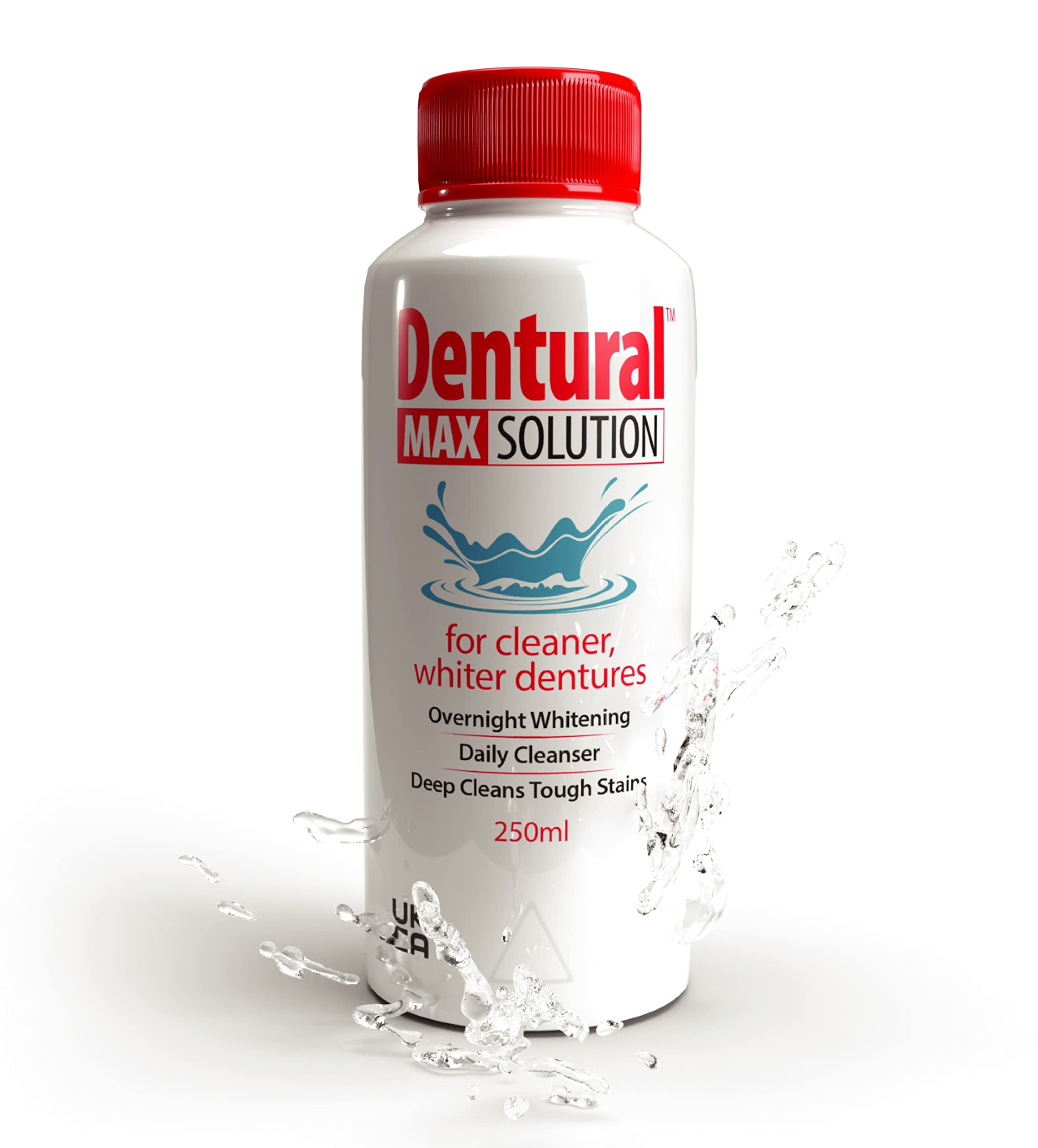 Dentural Max Solution 250ml for Cleaner Whiter Dentures Overnight Whitening Deep Cleans Tough Stains Daily Cleanser *** Value 6 PK *** **Expiry Date Sept 2023**