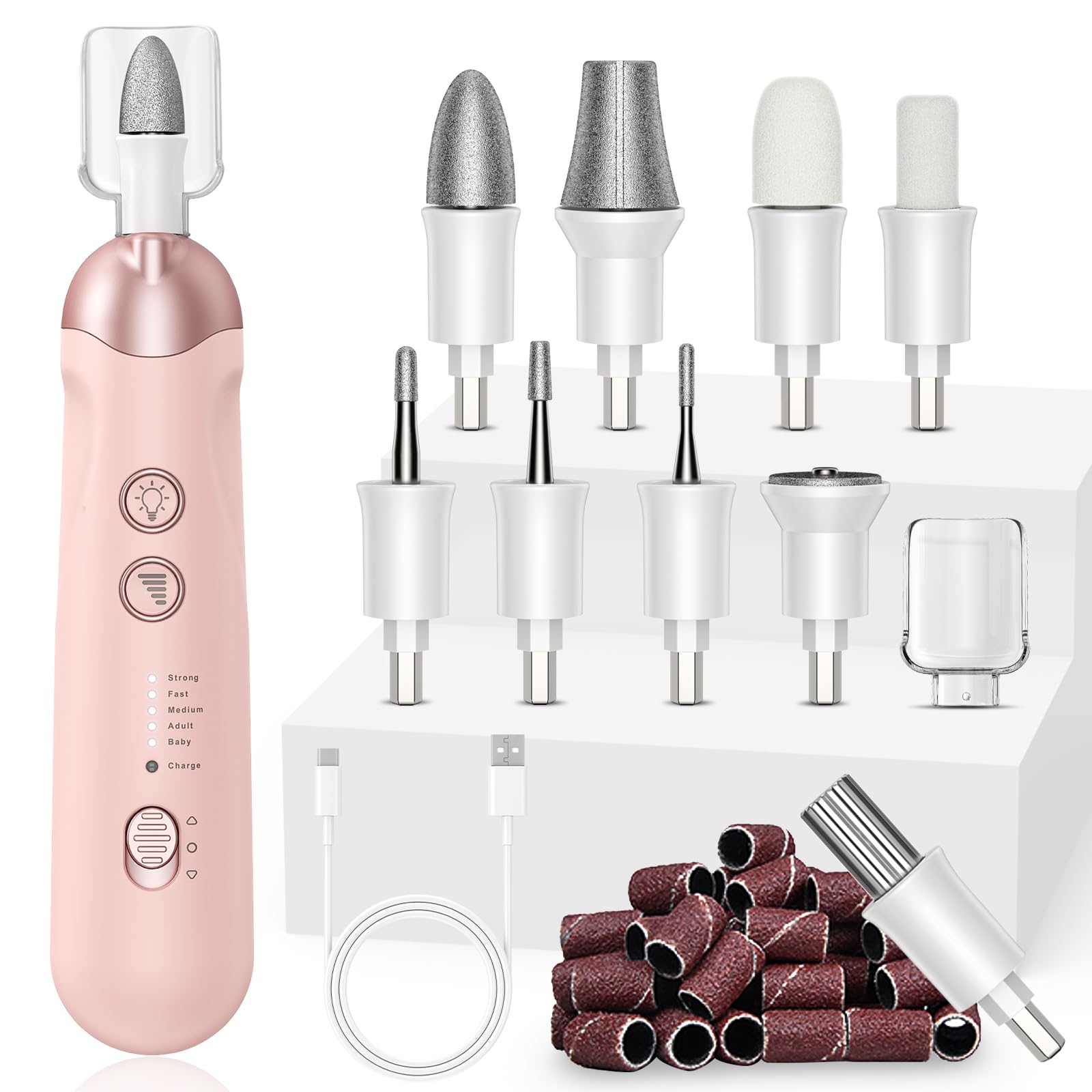 AOMEES Elektrische Nagelfräser Set, Maniküre Pediküre Set Fu