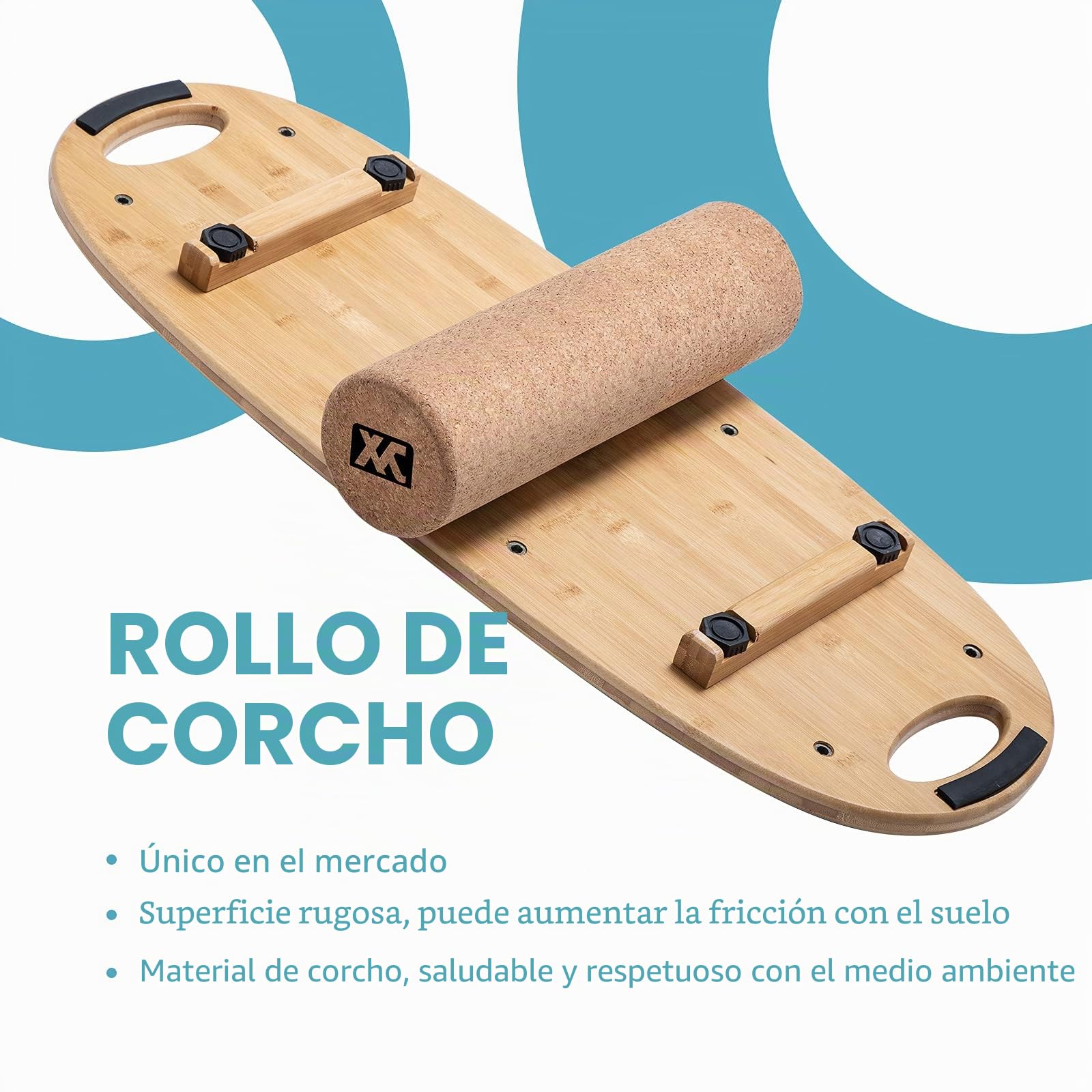 XCMAN Tabla de equilibrio de bambú con tapones ajustables, 3 opciones de distancia diferentes, tabla de equilibrio para surf, snowboard, esquí, patinaje, entrenamiento de yoga