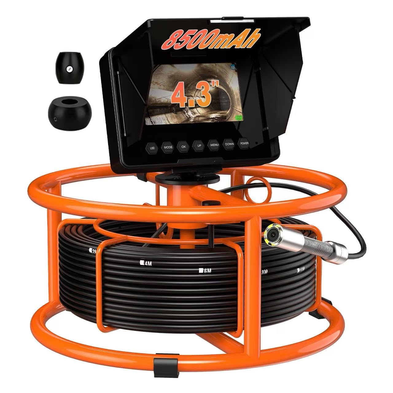 Cámara de alcantarillado, IP68, tubo de alcantarillado, cámara endoscópica de 4.3 pulgadas con DVR de 32 GB, boroscopios de fontanería 8500 mAh, grabación de video DVR para fontanero (cámara de 18 mm)