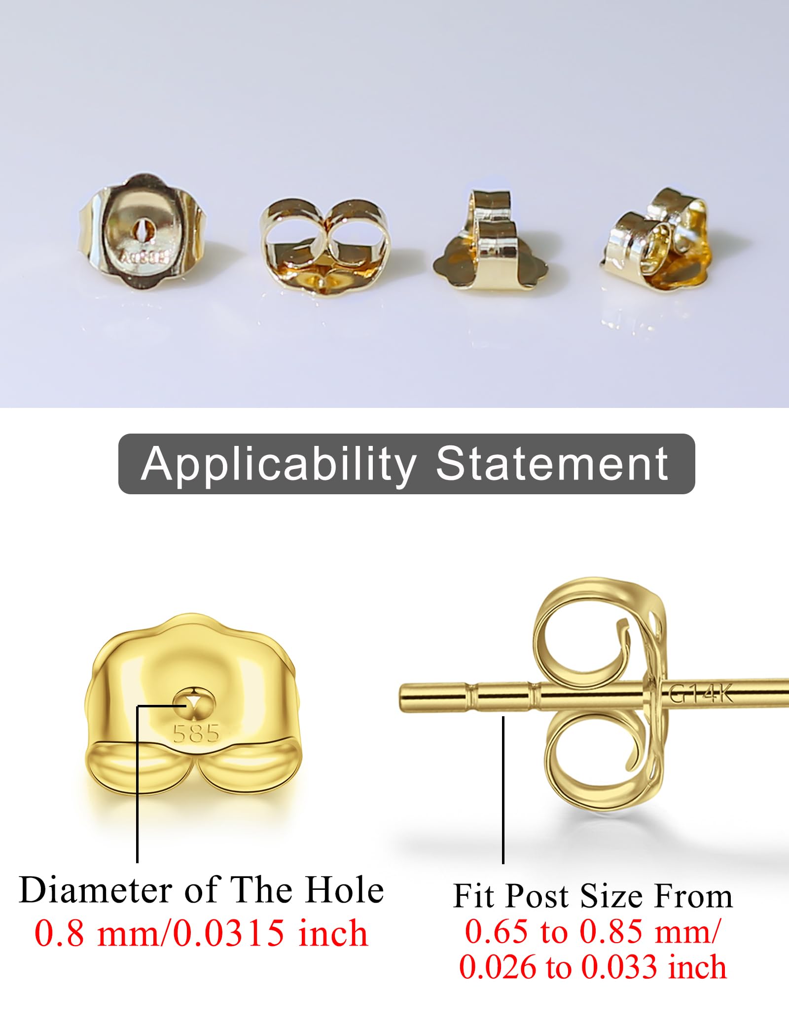 Amazon.com: Gold Earring Backs 14K Real 0.17 Grams AU585 Butterfly