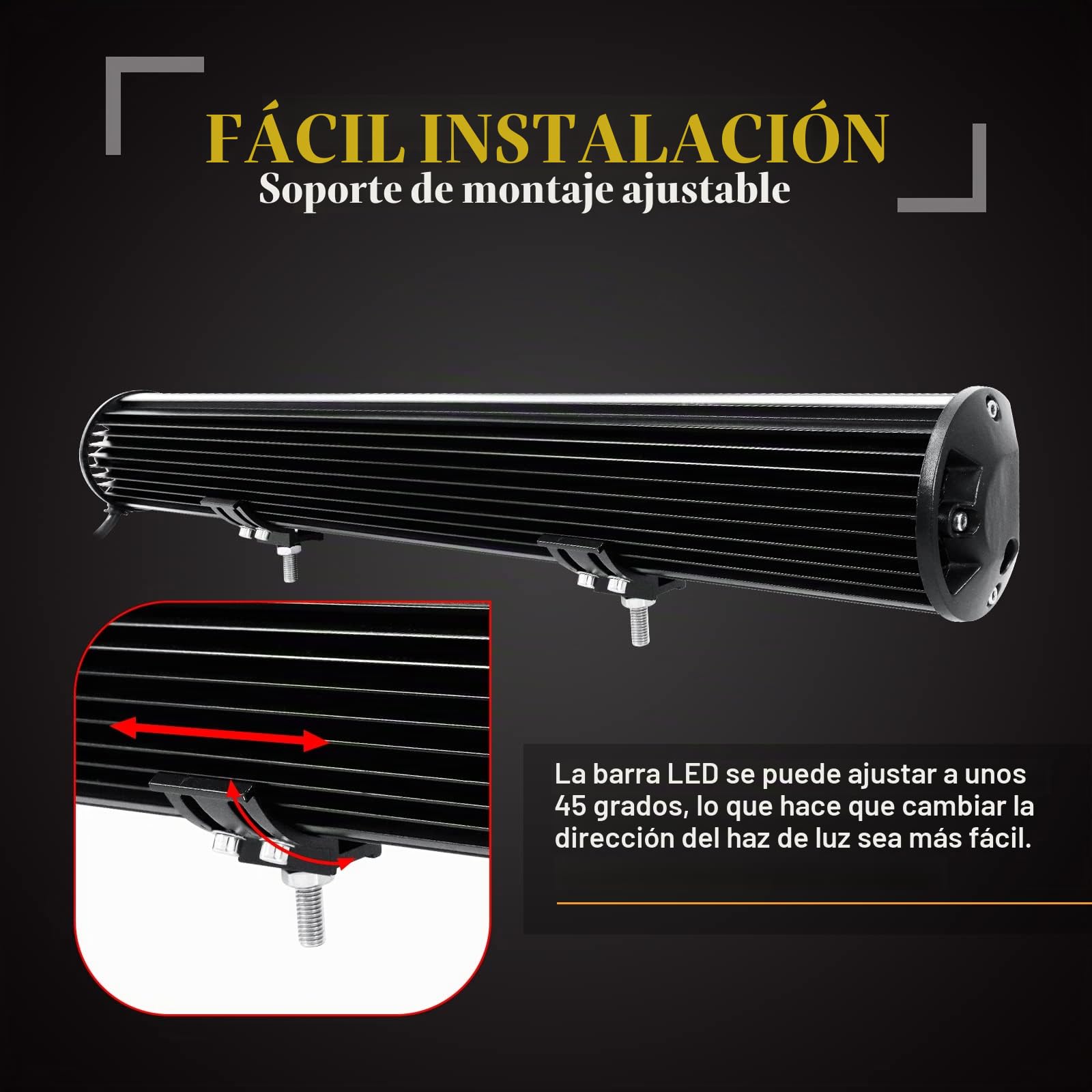 SKYWORLD Barra led 4x4, 23 pulgadas 59 cm 480W Barras LED Coche Faro led Focos 12v 24v trabajo con soporte de montaje de placa de matrícula, Toggle arnés de cableado Kit para Coche 4WD ATV SUV Camión