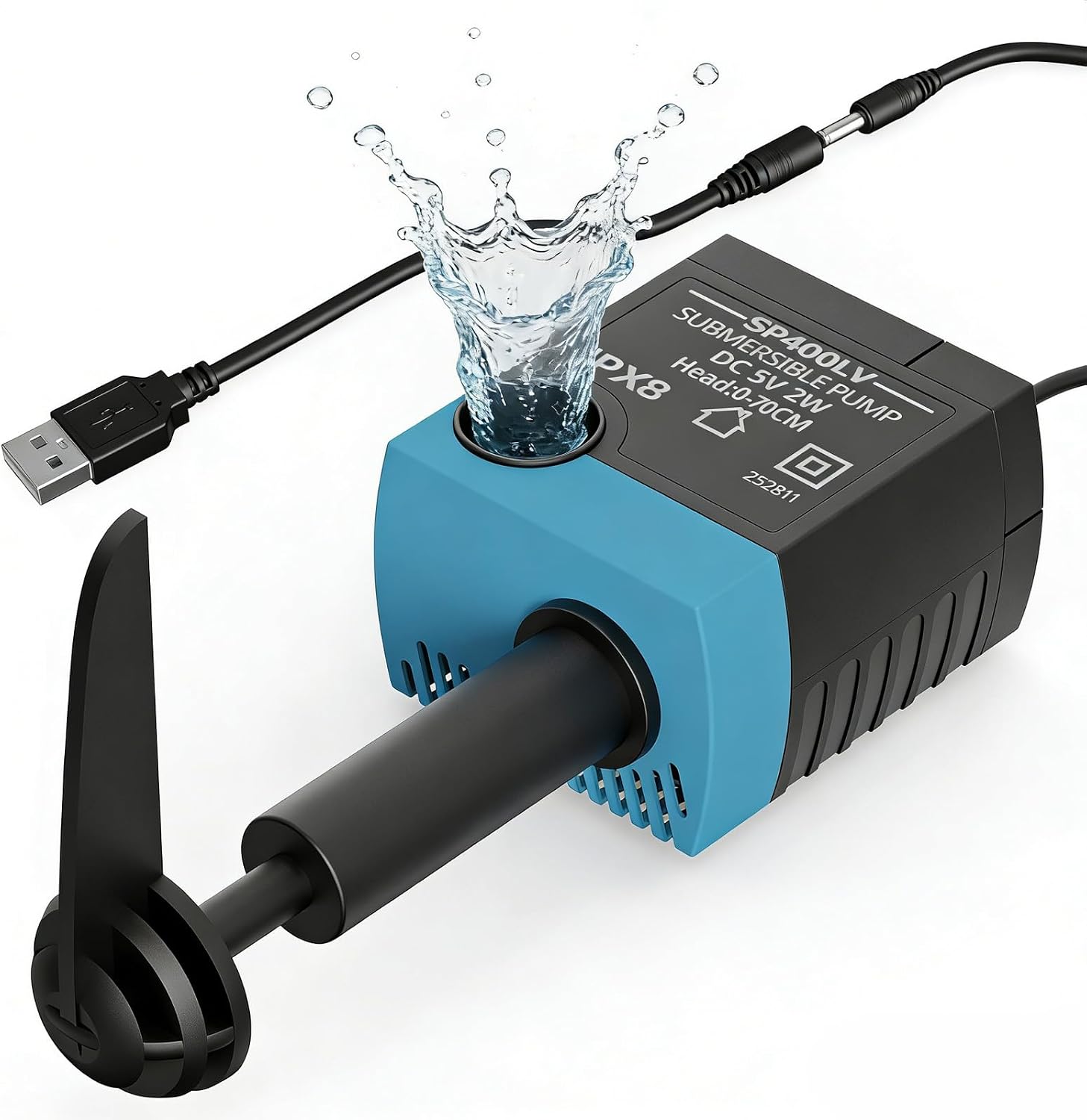 SP-400LV Cat Water Fountain Pump, SUKIPAW USB Replacement Pump for Pet Fountains, Quiet Low Voltage, Easy to Clean, Compatible with Platinum Pet Water Fountains