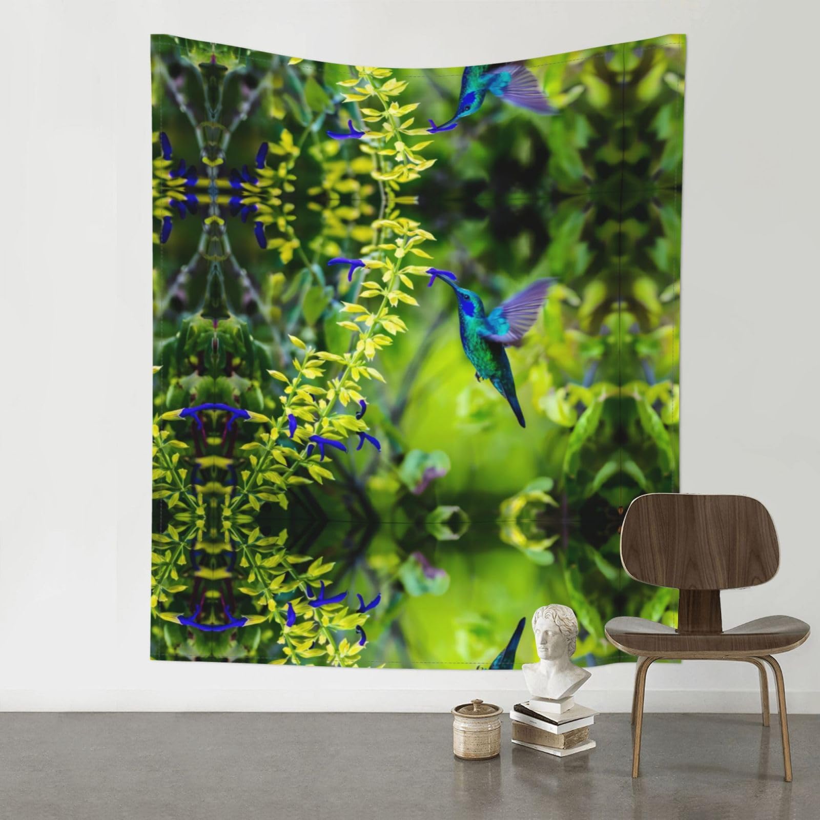 YYHHAOFA Hummingbird Floral Prints 60x51in Wall Tapestry - Durable Polyester Throw Blanket for Dorm Decor, Beach Picnics & Versatile Room Layering