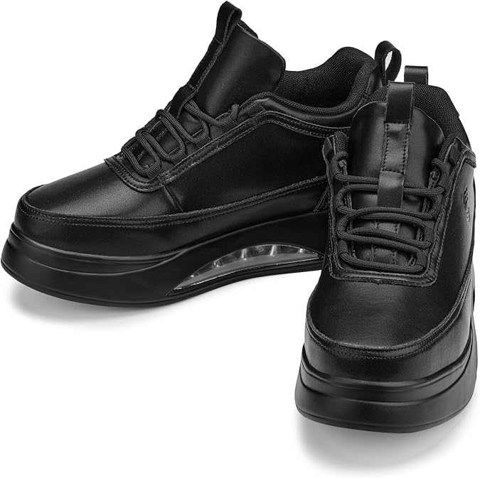 CALTO Men's Invisible Height Increasing Elevator Shoes - Chunky Elevated Platform Sneakers - 3.2 Inches Taller
