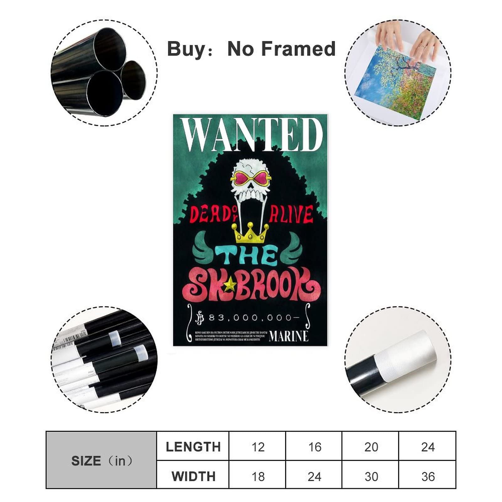 Poster One Piece Wanted Brook Poster Décoratif Sur Toile Pour Salon