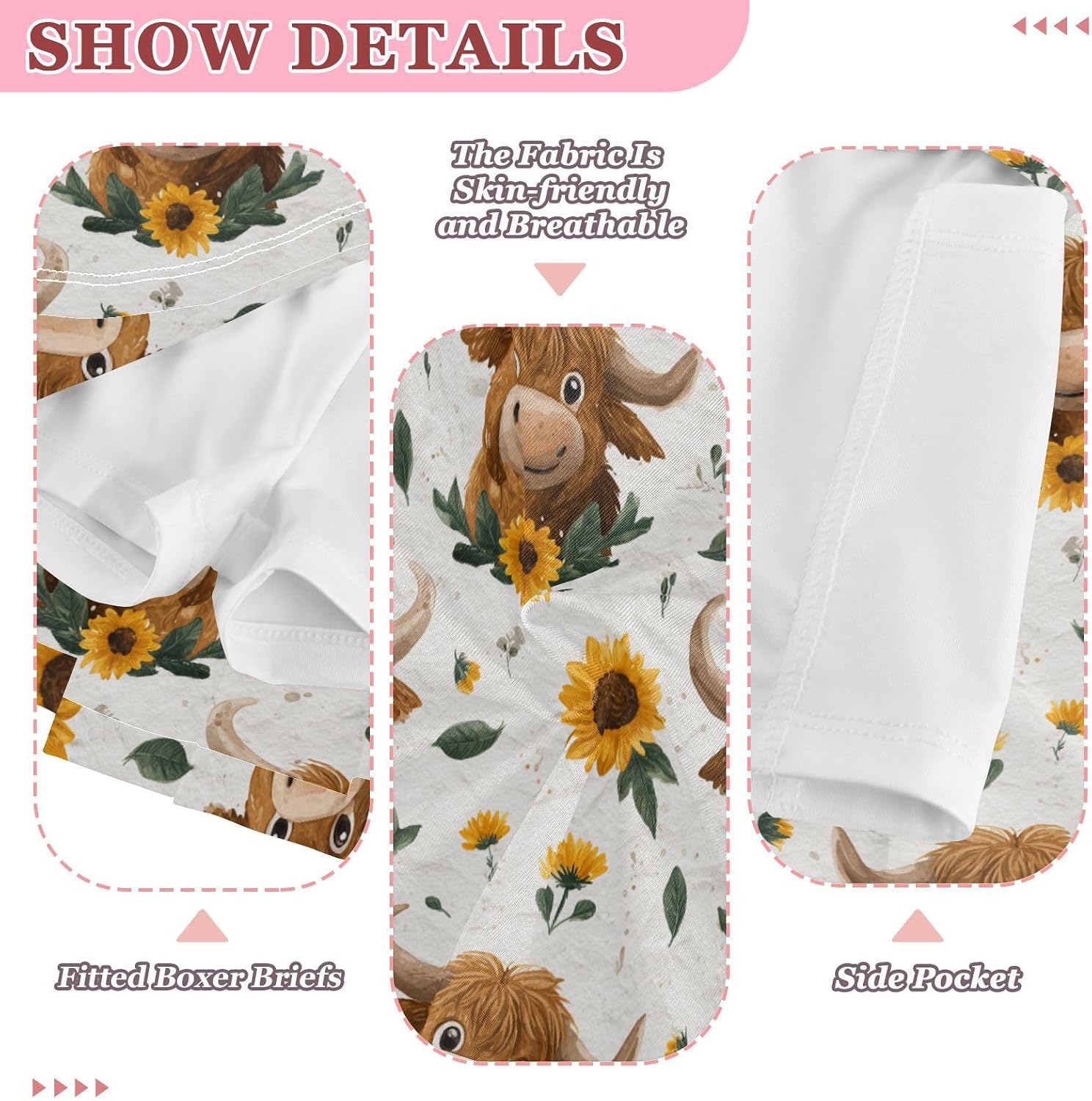 visesunny Watercolor Horned Sunflower Girl's Golf Skirt Athletic Tennis Skort Sport Activewear with Double Layer Pockets