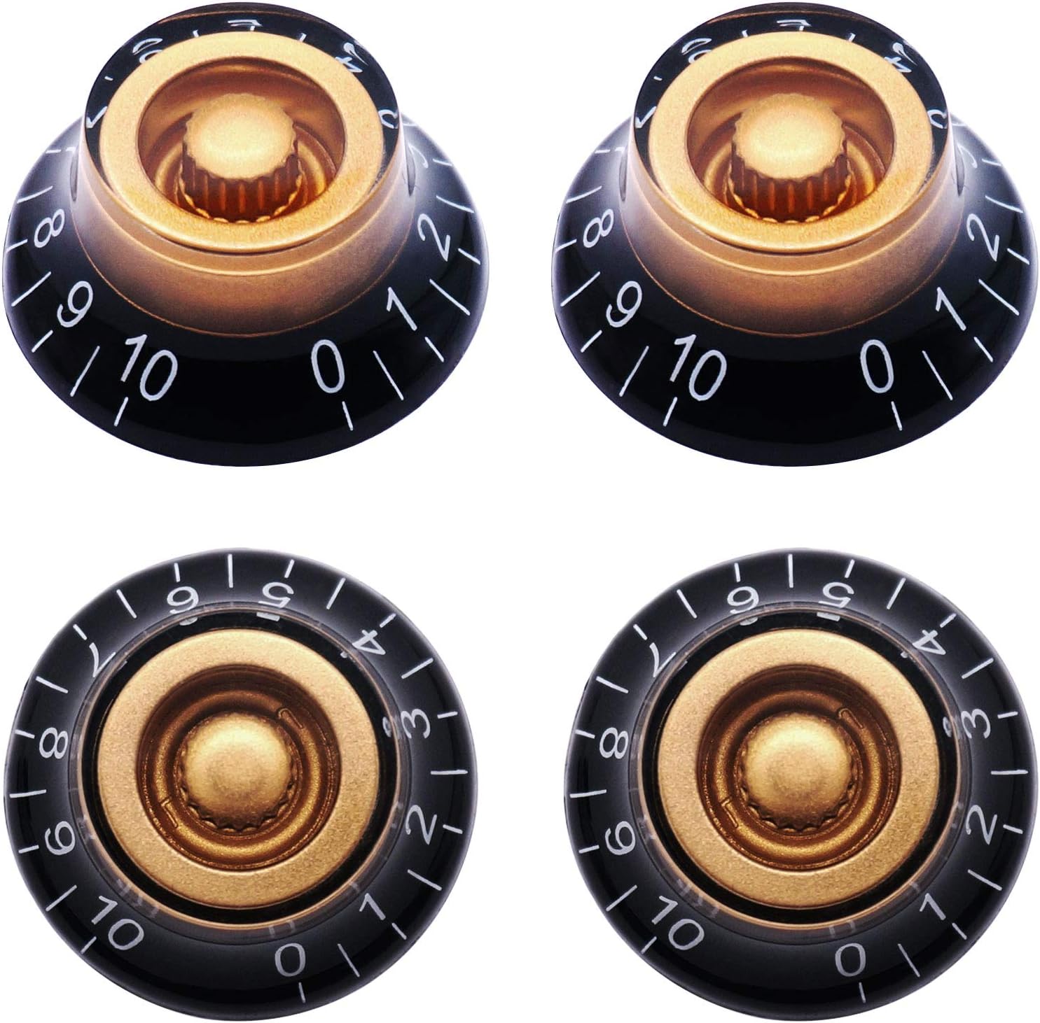 4Pcs Guitar Knobs,Amber Top Hat Bell Style Rotary Knobs,Electric Guitar Bass Speed Volume Tone Control Knobs Fits 6mm/0.24" Rotary Shaft Musical Instruments And Radios Parts Replacement KNOB-S33