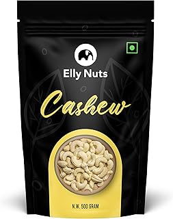 Elly Nuts Whole Cashew Nuts Plain Kaju 500 gms Cashew Dry Fruit Cashew Nuts Jumbo Size - Diwali Gift Pack
