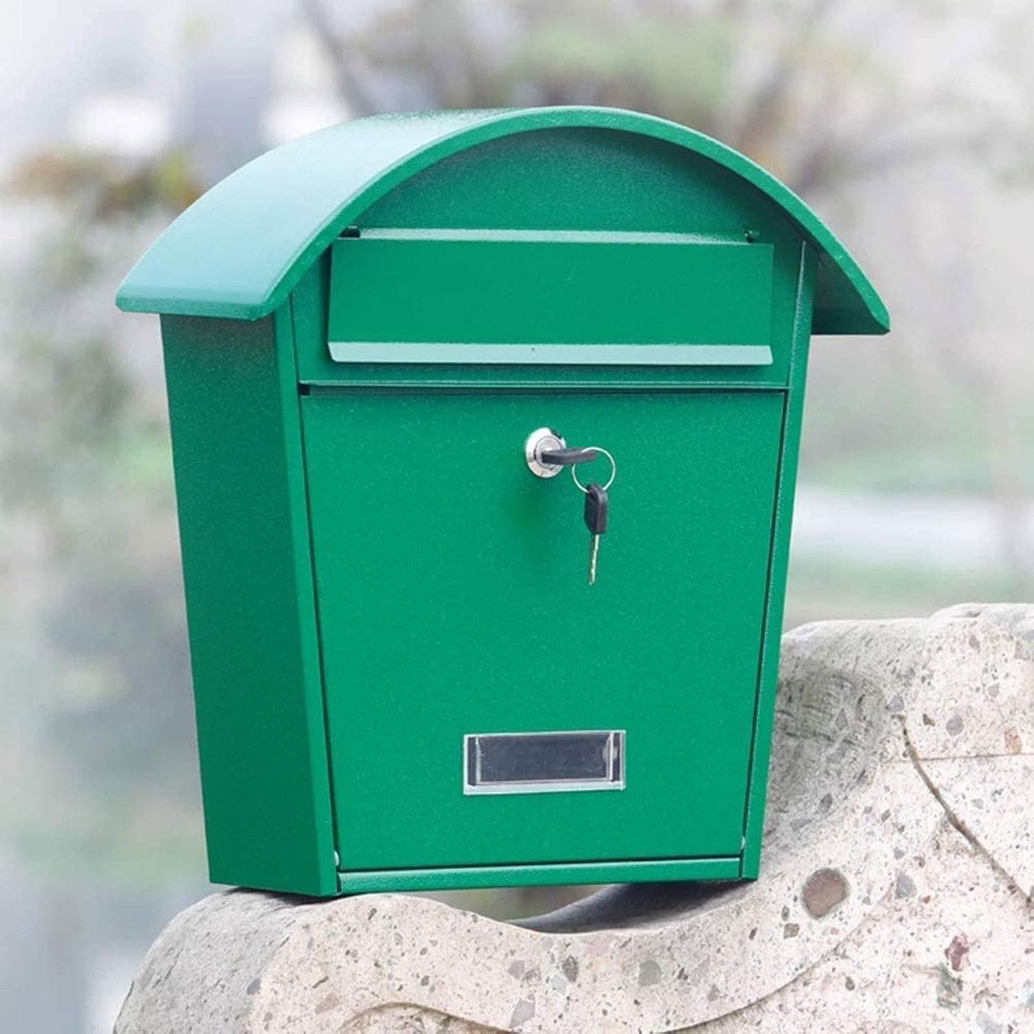 Wall-Mount Mailboxes Mailbox Mailbox Outdoor Waterproof Mailbox Wall Hanging Creative Mailbox with Lock Suggestion Box Retro Mailbox Garden Porch Color: Green