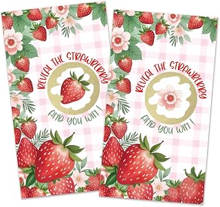 REWIDPARTY 32 Pcs Strawberry Theme Scratch Off Cards, Strawberry Baby Shower Scratch Off Tickets, Pink Fruit Berry Raffle Tickets, Funny Summer Wedding Birthday Party Cards Supplies Decorations