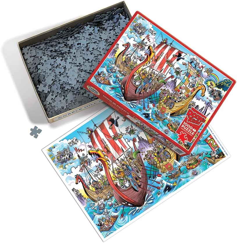 Miniatura 2 de Cobble Hill - Rompecabezas de 1000 piezas - DoodleTown Viking Voyage - Muestra de póster incluido