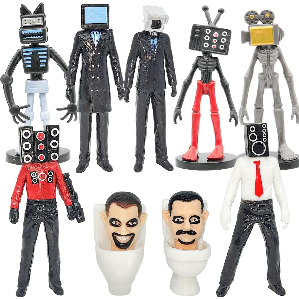 9 PCS Skibidi Toilet Figures, Toilet Toy Figures Set, Collectible Anime Figures,Toys And Games For Endless Entertainment, For Kids Who Love Anime And Adventure