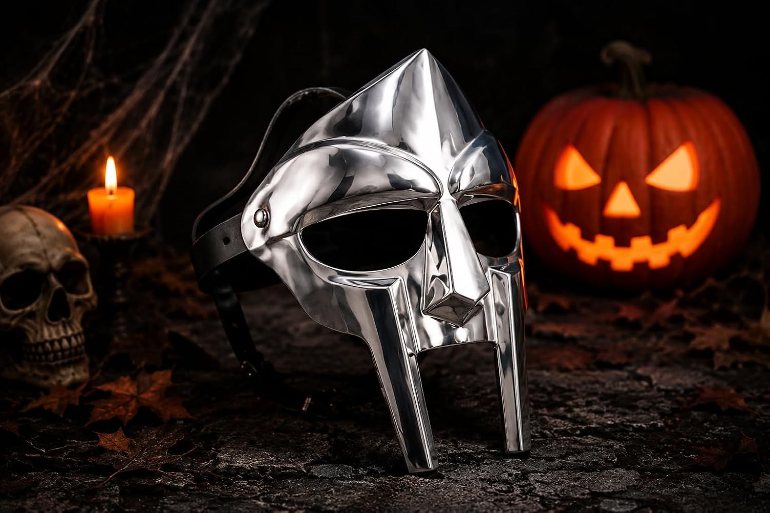 MF DOOM Mask Hand-Forged Steel Gladiator Helmet for Adults | Madvillain Cosplay Mask, Viking Roman Face Armor for Halloween, Costume Party, Movie Prop, MF DOOM Tribute
