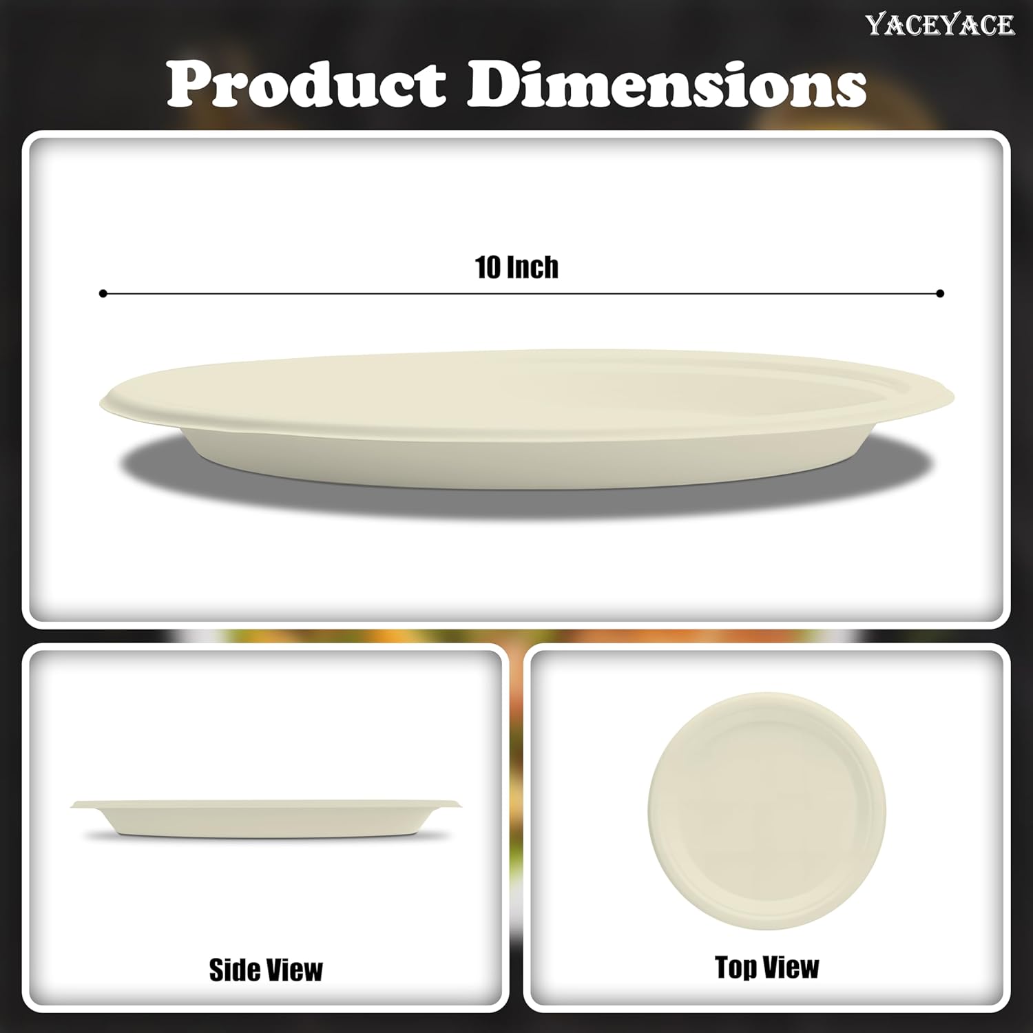 Disposable Plates Bulk, Heavy Duty Paper Plates 10 inch, 150 Pack Natural Bagasse Disposable Plate, Brown Round Compostable Plate