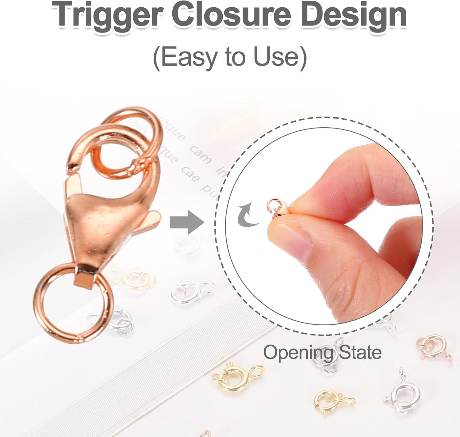 PATIKIL 8mm Lobster Clasp with Closed Jump Rings, 6 Set 925 Sterling Silver Lobster Claw Clasps Closure Connector for Jewelry Making Necklaces Bracelet Pendants Craft DIY, Rose Gold