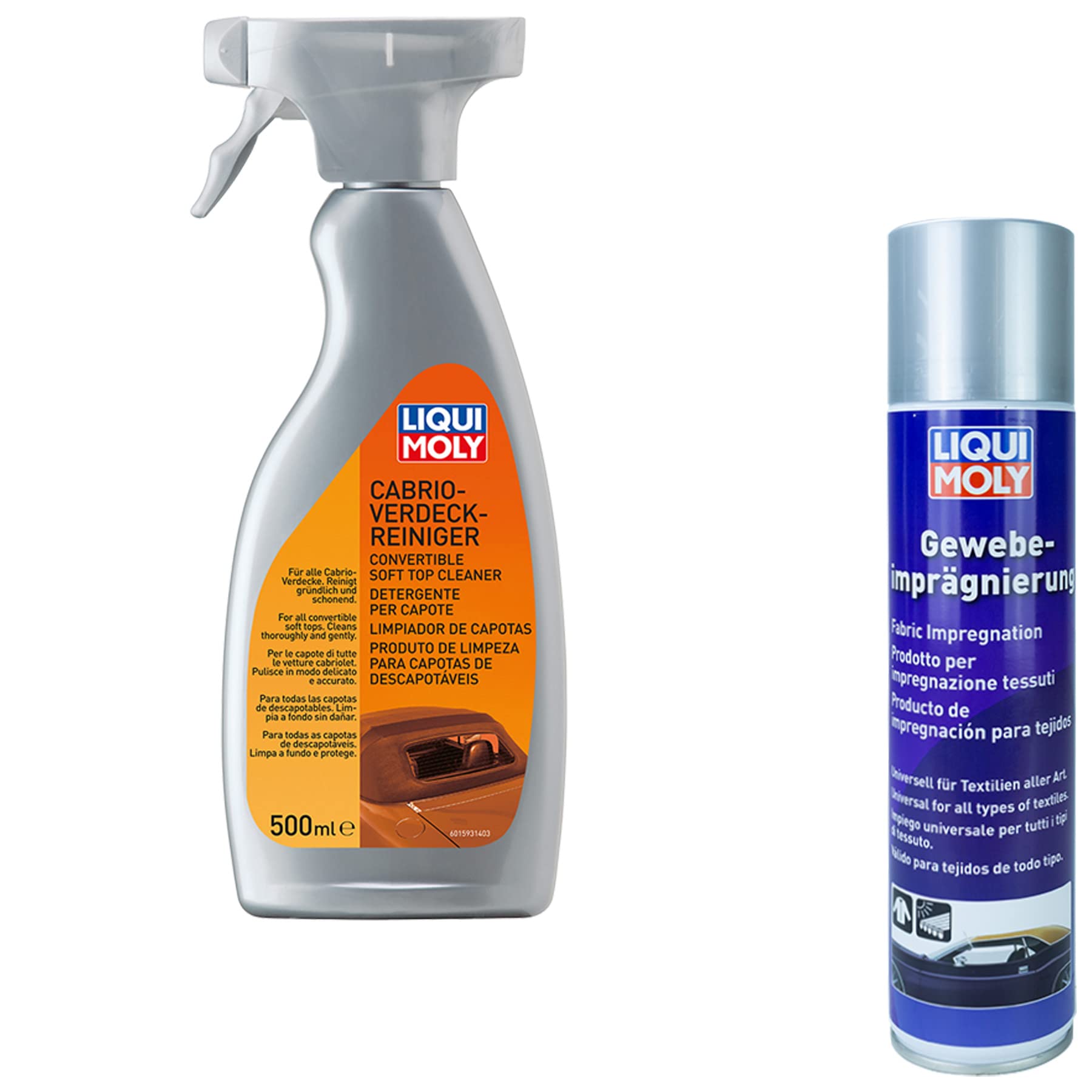 Liqui Moly 1593 Pulitore Capote Cabrio 500 ML + 1594 Tessuto di impregnazione 400 ML