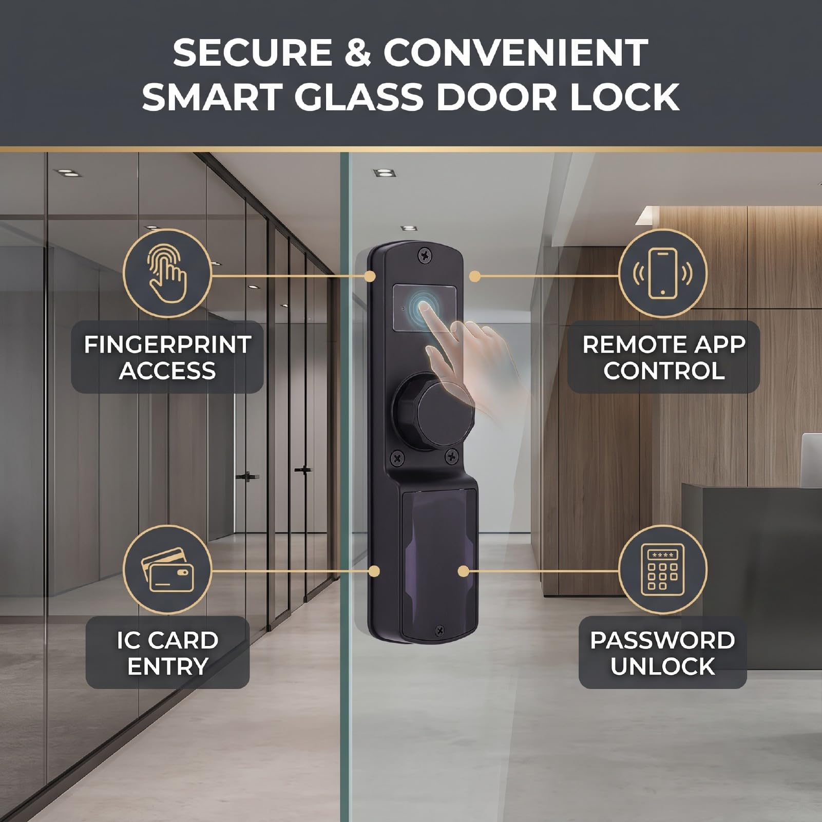Sonew Serrure Connectée pour Porte en Verre, Serrure Biométrique sans