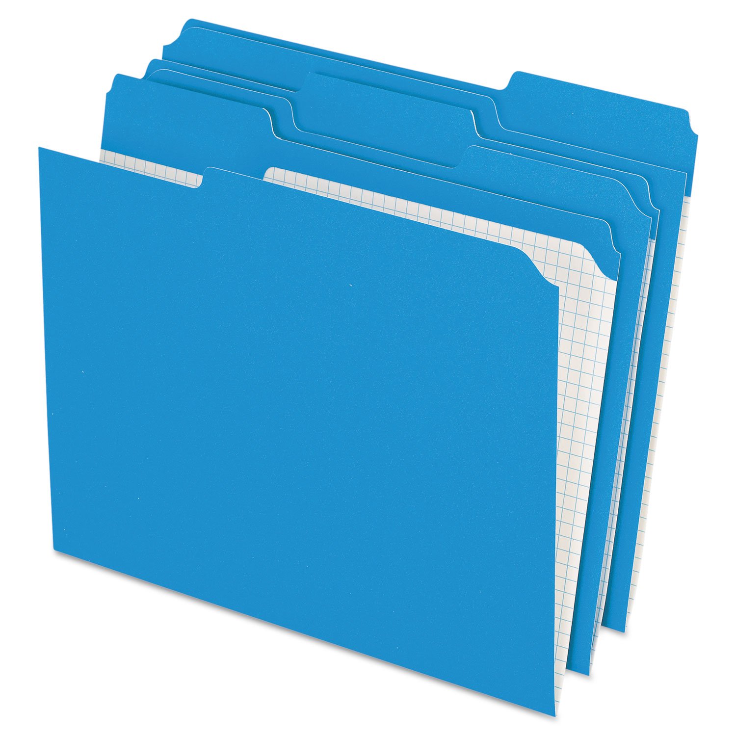 Pendaflex Color File Folders with Interior Grid, Letter Size, Blue, 1/3 Cut, 100/BX (R152 1/3 BLU)