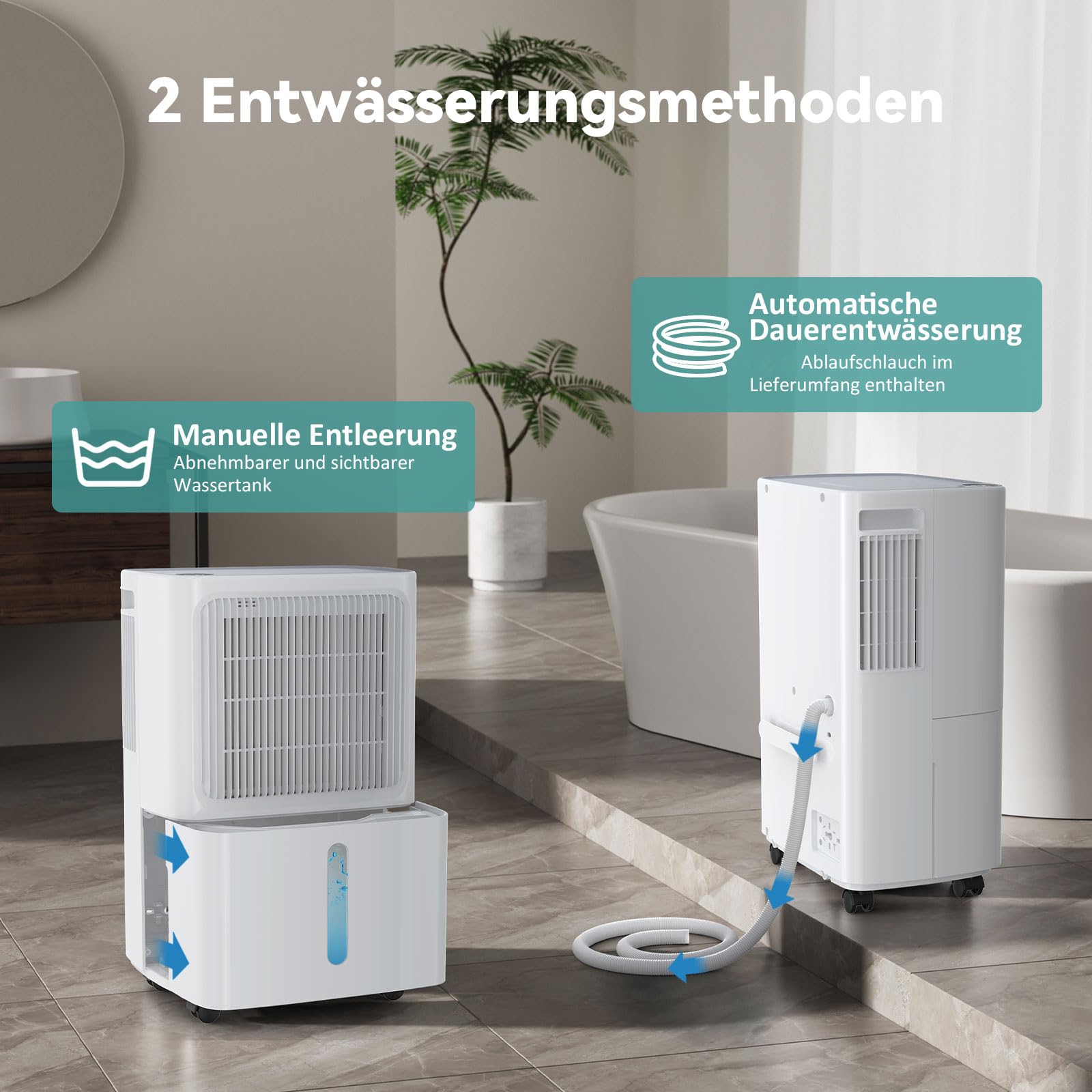 LEENON Luftentfeuchter Elektrisch 12L Entfeuchter Keller Leise Raumentfeuchter with Schlafmodus 24H Timer Wäschetrocknung Ablaufschlauch, Auto-Neustart Dehumidifier 30m² für Wohnung Badezimmer