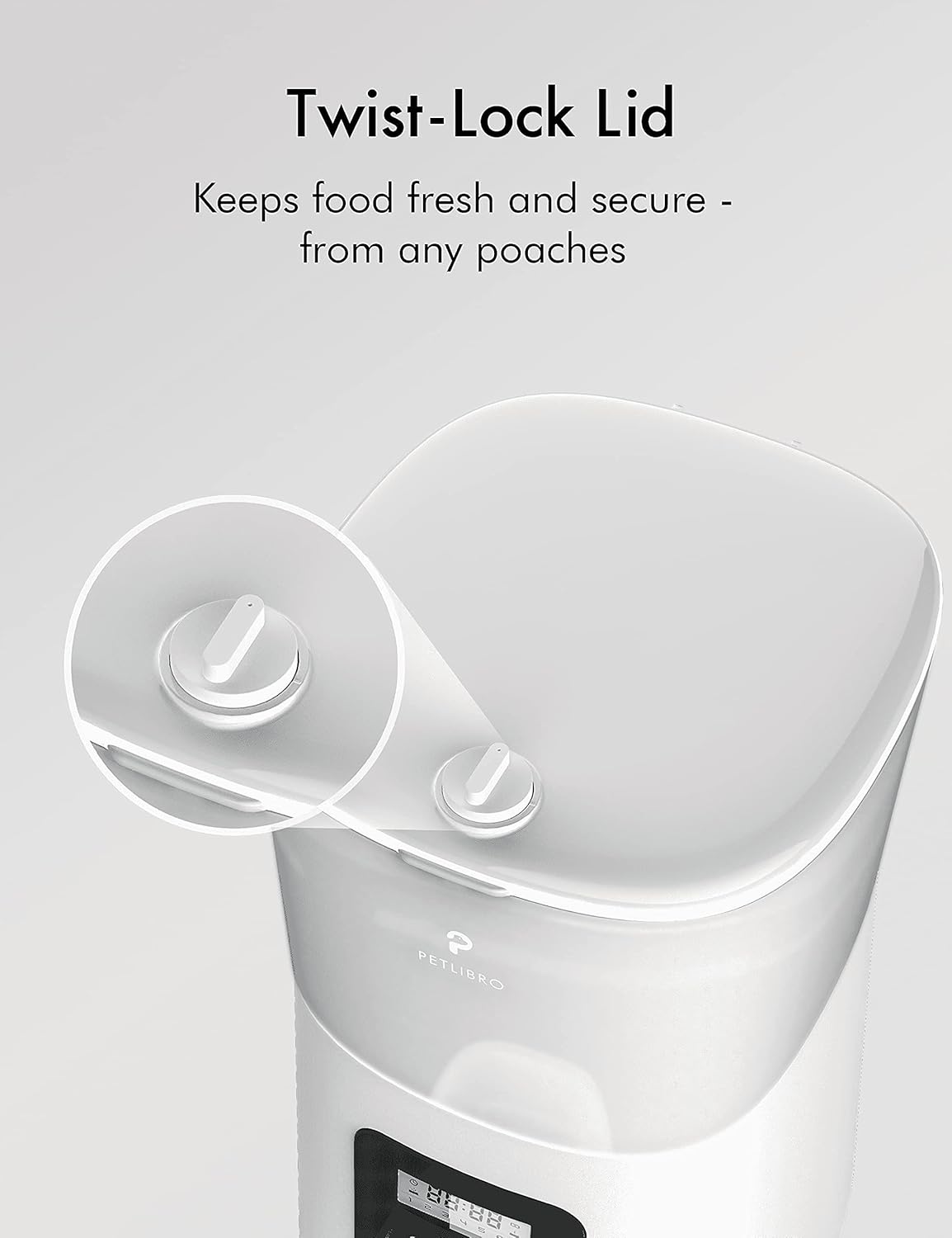 PETLIBRO Automatic Cat Feeder, 6L Auto Dry Food Dispenser with Twist Lock Lid for Naughty Pet, Low Food LED Indication with Clog-Free Design, Up to 50 Portion Control 6 Meals Daily for Dogs and Cats : Pet Supplies