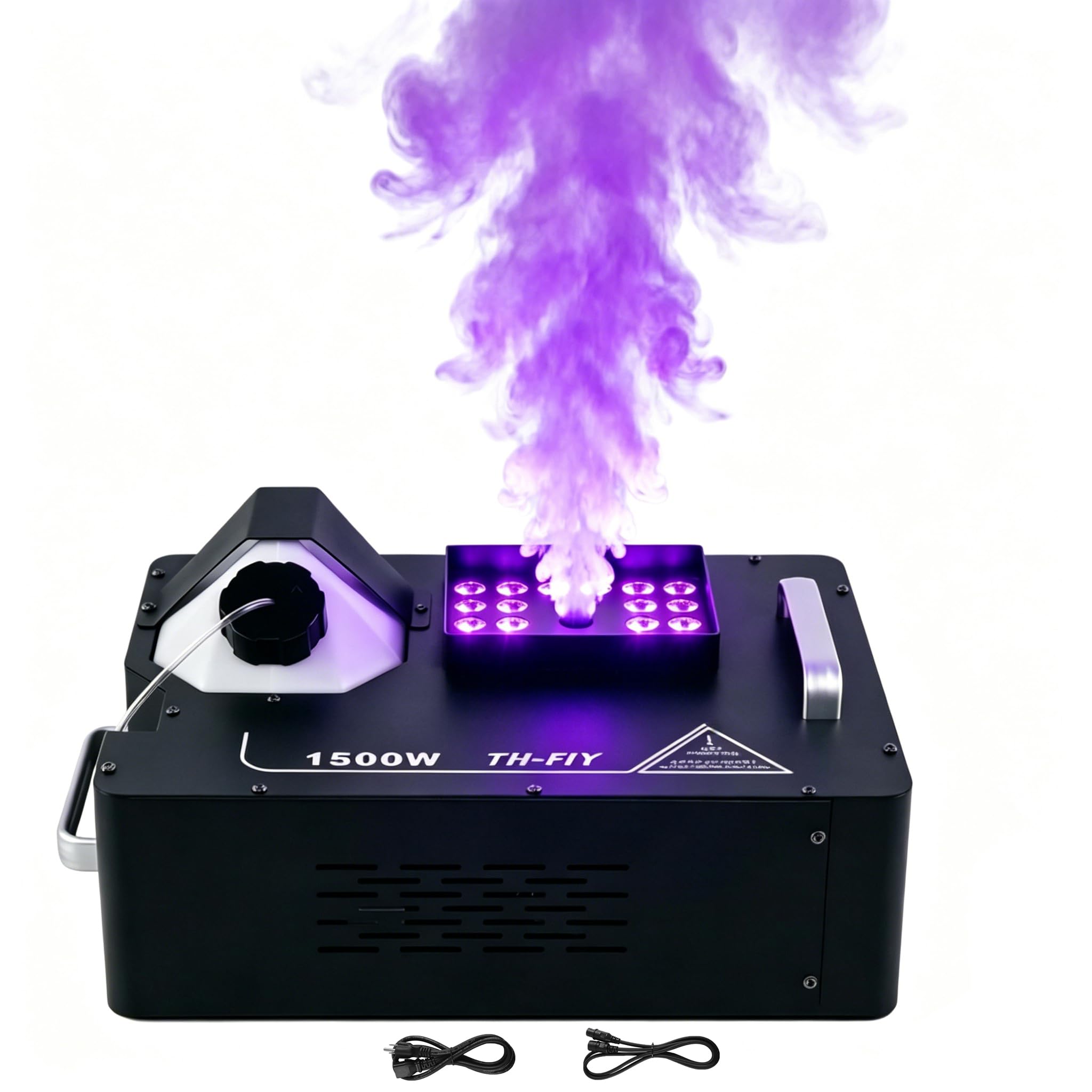 Nebelmaschine mit 24 LED 3 in1 RGB, 1500W Rauchmaschinen Effektmaschine Unterstützt DMX & Funkfernbedienung Passend für DJ Disco Party, Halloween, Hochzeiten & Bühnenauftritte - 1 Stück