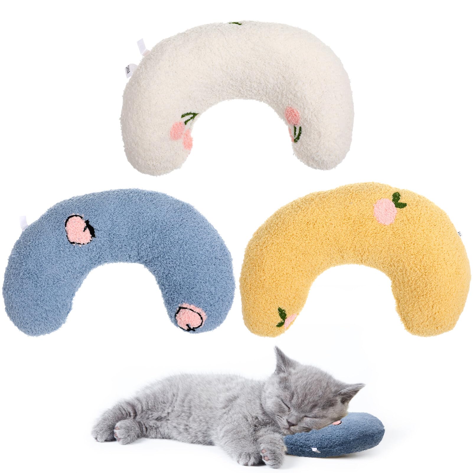 balacooPillow for Cats: Fluffy Cat Neck Pillow 3pcs Comfy Dog Pillows Adjustable Cozy Cat Dog Calming Soft Pillows Cute Pillows for Indoor Cats Sleeping Improve