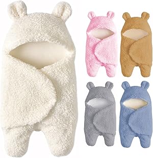 Baby Swaddle Blanket Boys Girls Cute Cotton Plush Receiving Blanket Soft Newborn Sleeping Wraps for Infant 0-6 Months
