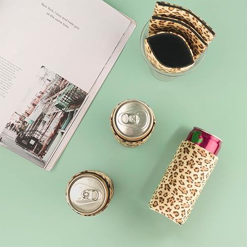 Miniatura 3 de BAGnoREGio Paquete de 6 enfriadores de latas delgados de terciopelo aislados, de neopreno suave y esponjoso, soporte de manga delgada de 12 onzas