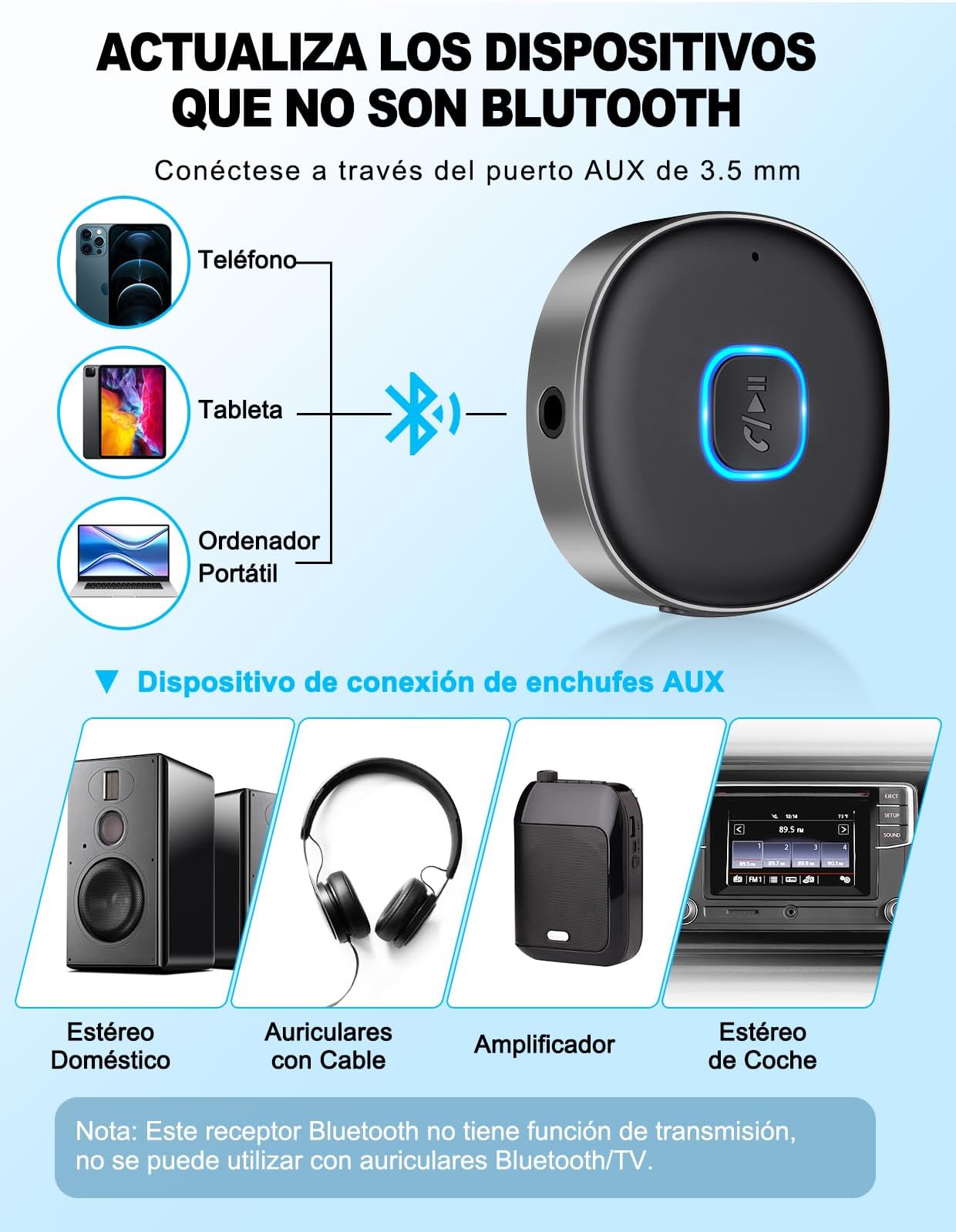 Samochodowy adapter AUX Bluetooth, mini odbiornik Bluetooth 5.0 zdjęcie 3